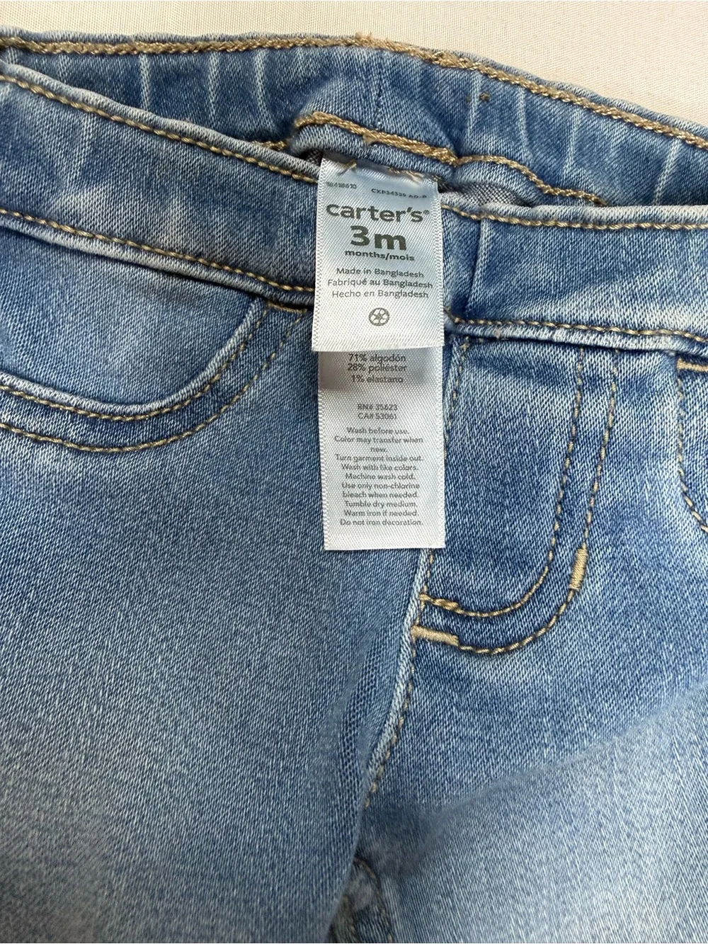 Carter's Light Blue Toddler Denim Jeans Size 3M